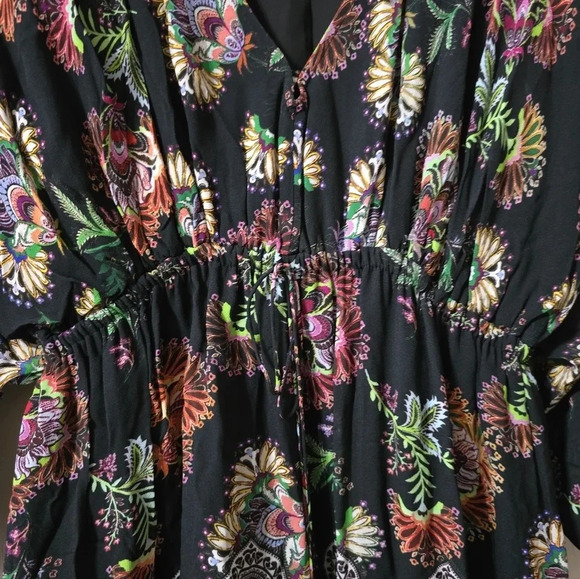 ALEXIS Holli Tapestry Print Mini Dress, Boho Peasant Dress w/Tassle Ties, EUC! - Picture 9 of 16